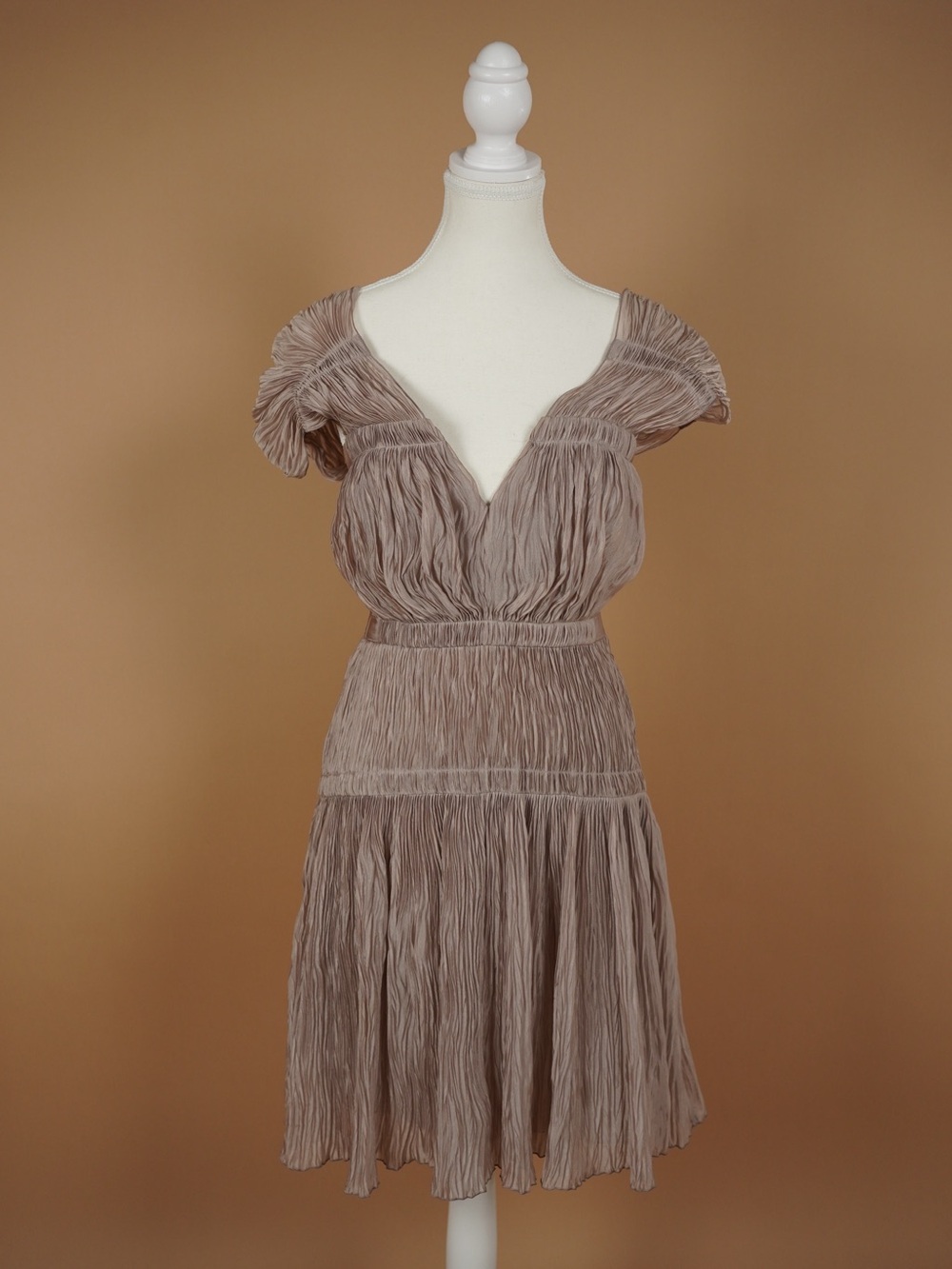 Alberta Ferretti Pleated Lilac Midi Dress